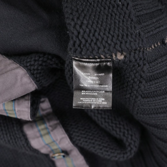 Ted Baker Cardigan Sweater Mens Size 6 Black Heavyweight Grandpa Dad Wool Blend - Picture 7 of 11